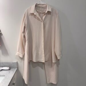 Cream Button-Up Lounge Set